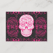 ショッキングピンクの黒の砂糖のスカルのバラのゴシック様式グランジ 名刺 (裏面)