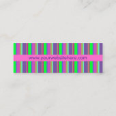 ショッキングピンクの、緑及び紫色の女の子のおもしろいのレトロは縞で飾ります スキニー名刺 (裏面)