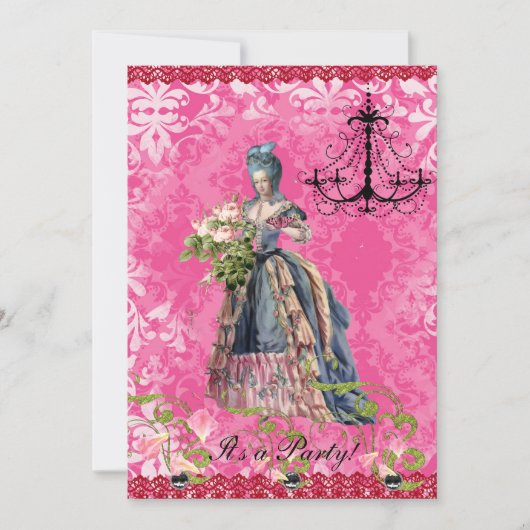 ショッキングピンクのMarieの招待 招待状 (正面)