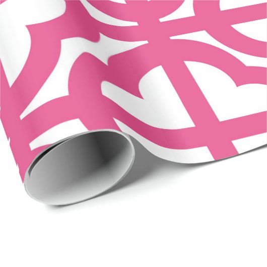 ショッキングピンクのQuaterfoilの格子四分の一包装紙 ラッピングペーパー (ロールコーナー)