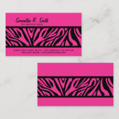 ショッキングピンク及びシマウマのストライプな名刺 名刺 (正面/裏面)