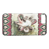 ショッキングピンク及び水のタコ愛「キヅタ」のiPhone 7の場合 Case-Mate iPhoneケース (裏面(横))