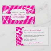 ショッキングピンク及び白髪のサロン用具 名刺 (正面/裏面)