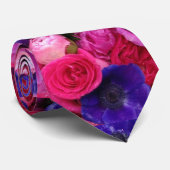 ショッキングピンク及び紫色の花のタイのシャクヤクのバラのアネモネ ネクタイ (ロール)