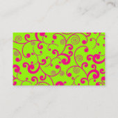 ショッキングピンク及び緑スクロールストライプミニマルな情報のデザイン 名刺 (裏面)