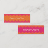 ショッキングピンク及び蜜柑のレースの細いカード スキニー名刺 (正面/裏面)