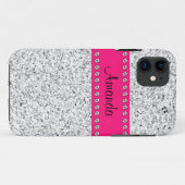 ショッキングピンク及び銀のグリッターのきらきら光るなiPhone 5の場合 Case-Mate iPhoneケース (裏面(横))