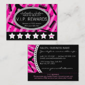 ショッキングピンク及び黒いサロンのロイヤリティ ロイヤリティカード (正面/裏面)