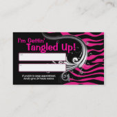 ショッキングピンク及び黒いシマウマのプリントのサロン 予約カード (裏面)