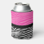 ショッキングピンク及び黒いシマウマのプリントのモノグラムパターン 缶クーラー (缶裏面)