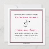 ショッキングピンク及び黒い正方形の頂上の招待 招待状 (裏面)