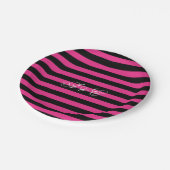 ショッキングピンク及び黒のストライプによっては紙皿がパーティを楽しみます ペーパープレート (アングル)