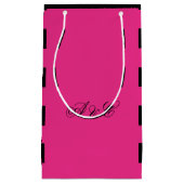 ショッキングピンク及び黒のストライプのパーティーのバッグ スモールペーパーバッグ (正面)