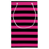 ショッキングピンク及び黒のストライプのベビーシャワーの好意のバッグ スモールペーパーバッグ (裏面)