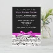 ショッキングピンク白黒音楽演奏会コンサート 招待状 (スタンド正面)