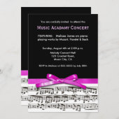 ショッキングピンク白黒音楽演奏会コンサート 招待状 (正面/裏面)