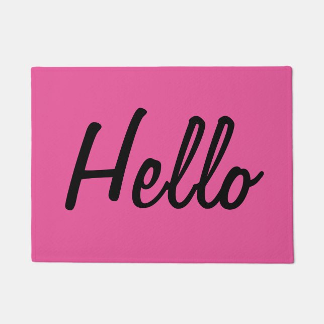 ショッキングピンク-こんにちは玄関マット ドアマット (正面)