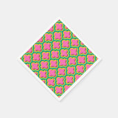 ショッキングピンク#2、黄色、ティール(緑がかった色)のモロッコのクローバー#5DS スタンダードカクテルナプキン (角)
