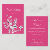 ショッキングピンクw/White及び黒い花柄大きいカード 名刺 (正面/裏面)