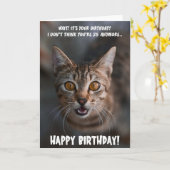 ショックおもしろい猫誕生日グリーティングカード カード (黄色い花)