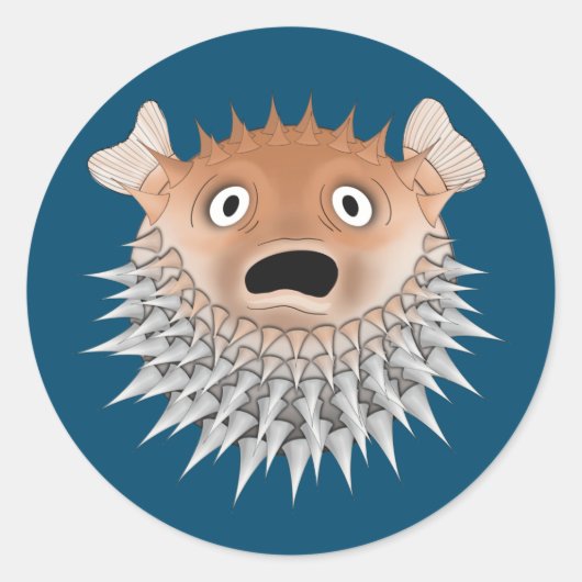 ショックを受けたふぐ ラウンドシール (正面)