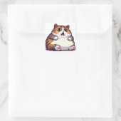 ショックを受けたオレンジ色の太い猫のミームピクセルアート スクエアシール (バッグ)