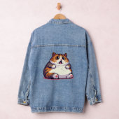 ショックを受けたオレンジ色の太い猫のミームピクセルアート デニムジャケット (ハンガー)