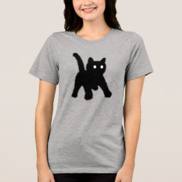 ショックを受けた驚きの黒猫ミーム トライブレンドTシャツ