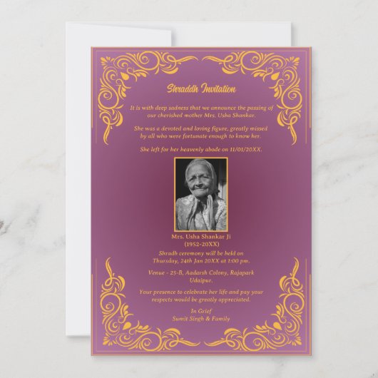 ショックサンデシュ州ヒンドゥー教会 招待状 (正面)