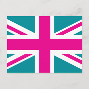 ショックピンク・ユニオン・ジャック・ブリティッシュ（イギリス）国旗 ポストカード