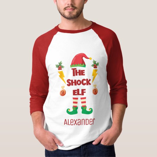 ショック小妖精や小人ファミリー一致のクリスマスの衣装名 Tシャツ (正面)