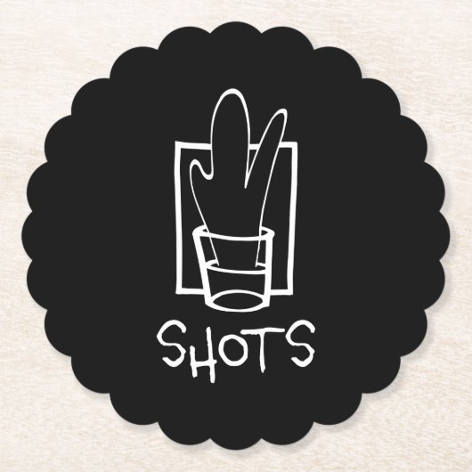 ショットとショットグラスのスキャロップラウンド紙コースター ペーパーコースター (正面)
