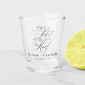 ショットを取る我々は結ぶ結び目の日付を保存している ショットグラス (正面)