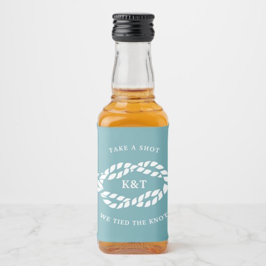 ショットを取る、我々は結び目結婚式の引き出物 リキュールボトルラベル (正面)