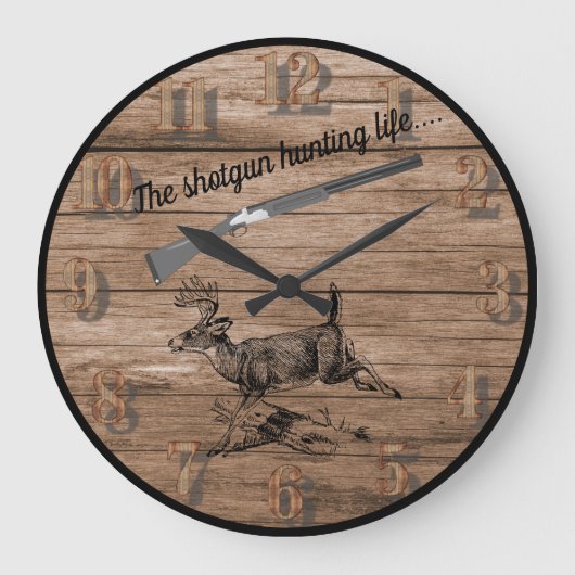 ショットガン狩りライフウッズバックとショットガン ラージ壁時計 (正面)
