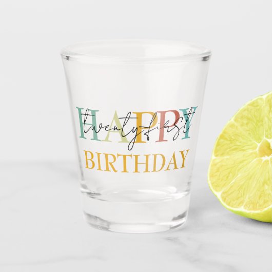 ショットグラス21st第21回または任意の誕生日 ショットグラス (正面)