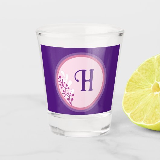 ショットグラス – イニシャルの追加 – 紫 (正面)
