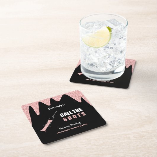 ショット看護学校卒業を呼び出す準備 スクエアペーパーコースター (インサイチュ)