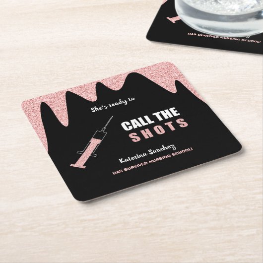 ショット看護学校卒業を呼び出す準備 スクエアペーパーコースター (アングル)