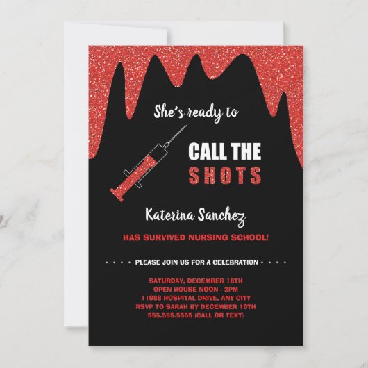 ショット看護学校卒業を呼び出す準備 招待状 (正面)