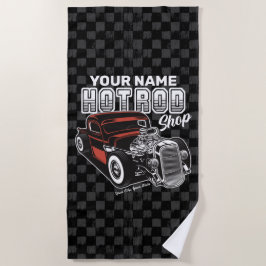 ショッパーソナライズされたプ改造レトロガレージトラック ビーチタオル