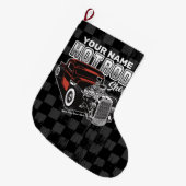 ショッパーソナライズされたプ改造レトロガレージトラック ラージクリスマスストッキング (正面 (吊り時))