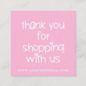 ショッピングありがとう – かわいいホットピンクのWebショップ スクエア名刺 (正面)