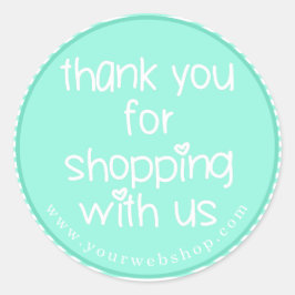 ショッピングありがとう – ティール（緑がかった色）ストライプのくもの巣事業 ラウンドシール