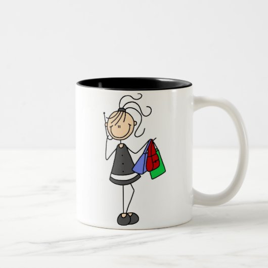 ショッピングおよび携帯電話の棒の姿のマグ ツートーンマグカップ (右)