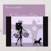 ショッピングのパーティガール日はパーティを楽しみます 招待状 (正面/裏面)