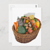 ショッピングの果物と野菜を入れたバスケット ポストカード (正面/裏面)
