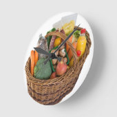 ショッピングの果物と野菜を入れたバスケット ラウンド壁時計 (傾斜)