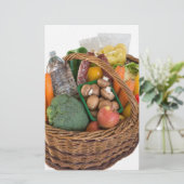 ショッピングの果物と野菜を入れたバスケット 便箋 (スタンド正面)