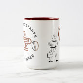 ショッピングはコーヒーマグの後に始まる ツートーンマグカップ (中央)